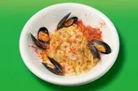 ペペロンチーノ【並】エビ＆ムール貝＆トマトトッピング（ペペロンチーノ専門店 ぺろん 森ノ宮店）