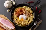 【スタミナ】温玉納豆キムチのペペロンチーノ Soft Boiled Egg ＆ Natto Kimchi Peperoncino（【ニンニク＆絶品パスタ】漢のペペロンチーノ 天王寺店）