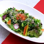 揚げジャコとわかめととろろ昆布のサラダ(Lサイズ )(本まぐろ中とろ切り落としと次の肉料理 マキバスタイル 芝浦店)