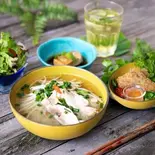 鶏肉のフォー+揚げ春巻きセット set phở gà + chả giò（ベトナム料理 アオザイレストラン）