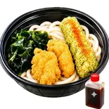 鶏笑自慢のとり天ぶっかけうどん（からあげ専門店 鶏笑 八戸ノ里店）