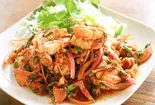 พล่ากุ้ง 海老のタイハーブサラダ Thai spicy shrimp salad with lemon grass（バンコク ピーナッツ食堂）