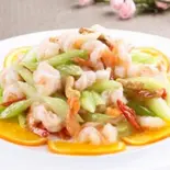 エビ団子と季節野菜のイオ炒め(雀巢蝦球)(広東料理 港味)