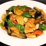 ジャガイモ、ナス、ピーマン炒め（聚楽飯店）