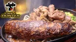 人気No.1 手ごねハンバーグステーキ＆鉄板牛肉パスタ ライス付き～自家製ハンバーグ用醤油ソース～（グリルハンター五反田店）