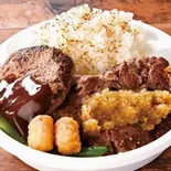 タケルステーキ100g＆デミバーグ弁当（1ポンドのステーキハンバーグ タケル 日本橋オタロード店）