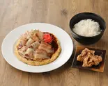 F-1023】大人気 お好み焼き弁当「豚玉(大阪)+ライス+唐揚げ2個」（お好み焼き・鉄板焼 みつえちゃん 西船橋北口駅前店）