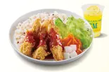 ヤンニョムチキンライスセット（bb.qオリーブチキンカフェ JR天満駅前店）