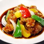 鶏肉衣揚げの黒酢ソース炒め（南砂餃子坊）