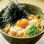(小さめ丼)卵2個使った幸せになれる海苔も山盛り玉子丼（太くて硬い蕎麦を、ワシガシ食べる！新感覚！ラー油つけ蕎麦 土佐堀佐々木）