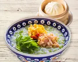 鮭と青のりの磯風味かゆ＆肉まんセット（店内炊き上げ おかゆ専門店 粥餐庁(かゆさんちん) 新宿京王モール店）