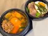 納豆チゲ＆ミニサムギョプサルビビンバセット（韓国食堂たられば）