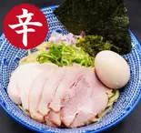 【辛】貝出汁 油そば(1.5玉) 全体のせ（貝出汁 らぁ麺 海美風）