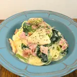 サーモンとほうれん草クリームパスタ（nico）