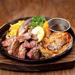 荒挽きハンバーグ＆アウトサイドステーキ(ハラミ)（ステーキハンバーグひげ南6条店）