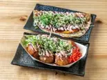 ねぎ明太マヨたこ焼き・ねぎ明太マヨイカ焼きのセット（大阪名物 揚げたこ焼きイカ焼き専門店 粉もん屋）