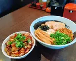 濃厚魚介油そば大盛り+炙りチャーシュー丼セット（麺匠 一号艇）