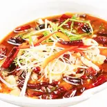 白身魚の四川風煮込み poached spicy slices of deepfish（辛苑 上野店）