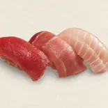 まぐろ三貫盛（回転寿司みさき イセザキモール店）
