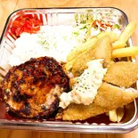 ハンバーグ＆白身フライ弁当（GB's CAFE area1 圧倒的コスパ！！）