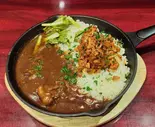 欲望を開放せよ！牛スジとキーマの合いがけ（冒険香る Roman Kitchen）