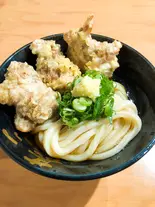 鶏天ぶっかけ(温)(自家製さぬきうどんと肉 甚三 神田店)