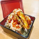 鶏天重(鶏3・かぼちゃ1・アスパラ1・さつまいも1)(甘辛ダレ)（大分 とり天 豚天 天洋軒）