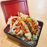 お好み天重(海老1・鶏1・豚1・かぼちゃ1・アスパラ1・さつまいも1)(甘辛ダレ)（大分 とり天 豚天 天洋軒）