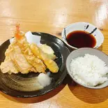 お好み天定食(海老1・鶏1・豚1・かぼちゃ1・アスパラ1・さつまいも1)【天つゆ】（大分 とり天 豚天 天洋軒）