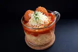 海老カツボールとシュレッドチーズのトマトソースパスタ（ピザ＆ワッフル バスターズ (PIZZA＆WAFFLE BUSTERS)）