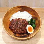 プレーンハンバーグディッシュ(ハンバーグ約190g、ライス約200g、スピナッチ、ハーフフレーバーエッグ)（お肉屋さんの本気ハンバーグ！）