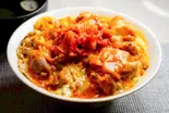 キムチの親子丼と味噌汁 Kimchi oyakodon and miso soup（【出汁の親子丼】鶏ヶ屋(TORIGAYA)～北池袋店～）