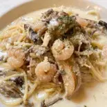 小海老と5種きのこのクリームソース スパゲッティ(トラットリア シェ ラパン)