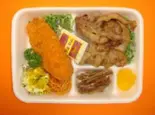 豚生姜焼き＆白身魚フライ弁当（お米とお弁当のしろやま）