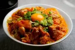 月見親子丼と味噌汁 tsukimi oyako-don and miso soup（【出汁の親子丼】鶏ヶ屋～西浅草店～）