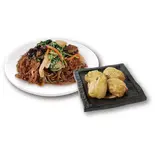揚げ餃子4個+チャプチェセット（チャジャン麺が美味しいパンダ飯店 イセザキ・モール店）
