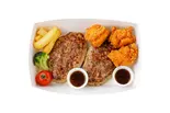 ハンバーグ＆鶏唐揚げダブル（びっくりドンキー ポケットキッチン 川崎ルフロン店）