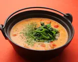 トマトクリームほうれん草の雑炊(リゾット風)（鶏出汁ぞうすいの店「鶏ぞう」）