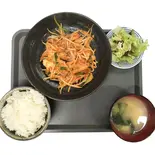 豚バラキムチ炒め定食(居酒屋福盛)