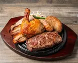 ギガプレート 肉盛合わせ5種 (ビーフステーキ2種、ローストポーク、チキンガレット、ソーセージ、ハンバーグ)(筋肉貯金1号)