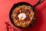温玉乗せ旨辛ペペロンチーノ Soft Boiled Egg Peperoncino（【ニンニク＆絶品パスタ】漢のペペロンチーノ 天王寺店）
