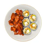 クリームチーズとナッツのキンパとダッカンジョンのセットCOMBO（삼청당三青堂 韓国プレミアムキンパ専門店）