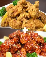ハーフ＆ハーフチキン(骨なし/チキンム・炭酸飲料付き)（韓国料理Kokio Chicken北赤羽店）