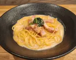 ベーコンとほうれん草の明太クリーム(明太バンビーナ 御器所ガレージ店)