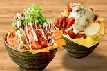 シェアセットE 【6個・オム卵】ヤンニョムからあげ丼＆【6個・オム玉】ヤンニョムチーズからあげ丼（オム卵からあげ丼 火の鳥 天下茶屋店）