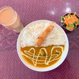 【ナンorライス】エビフライのせポークカレー(Pork curry Fried Shrimp set)（インドレストラン＆バー ラナ 大阪公立大学前店）