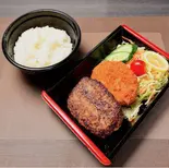 ハンバーグ＆コロッケ定食（生そば 入船）