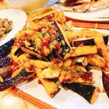 茄子の山椒香味揚げ(中華料理 浅草橋 川の味)