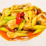 ホタテとアスパラのXO醤炒め（串門‐創作中国料理）