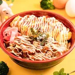 鶏出し巻き丼 Fried Chicken and Rolled Omelette Rice Bowl（金の羽根たまご）